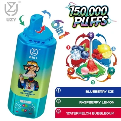 UZY 6-in-1 150K kertakäyttöinen elektroninen savuke|150 000 suihketta, kuusi ...
