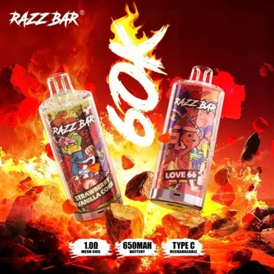 Razz Bar 60000 Kertakäyttöinen E-savuke|60 000 puhallusta, paras valinta seur...