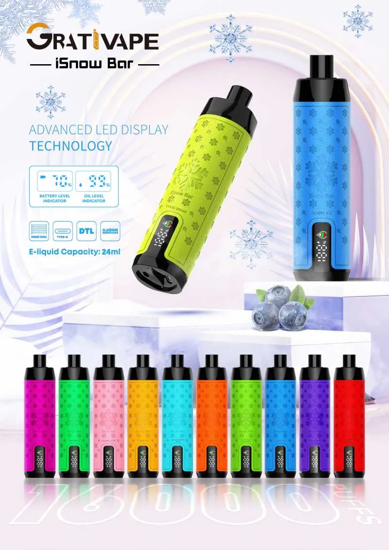 Grativape iSnow Bar 16000 vape vape vapes Grativape iSnow Bar 16000 vape vape vapes