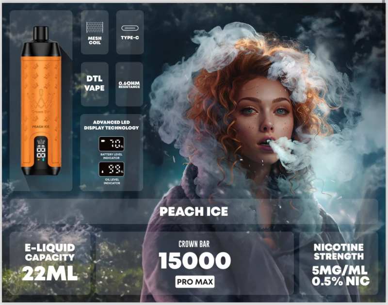 AlFakherCrownBar15000PuffsDisposableVapePeachIce